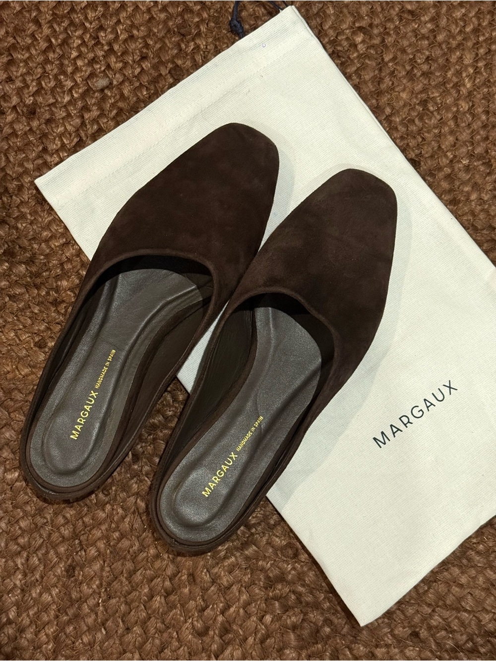 Margaux, The Clara, Brown Suede Slip-On Mules, Size 40.5 Narrow